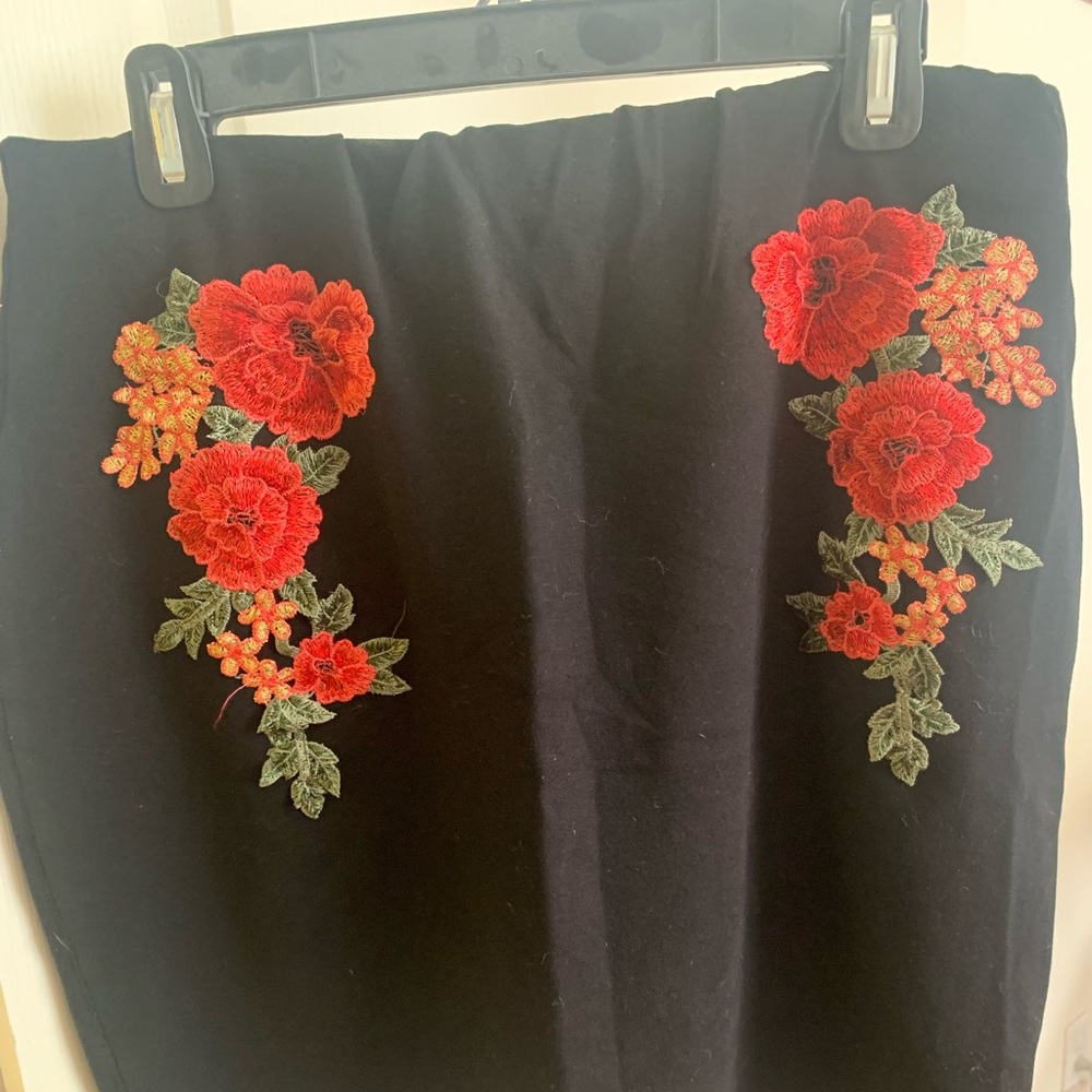 Fashion Nova Black Skirt with Roses
